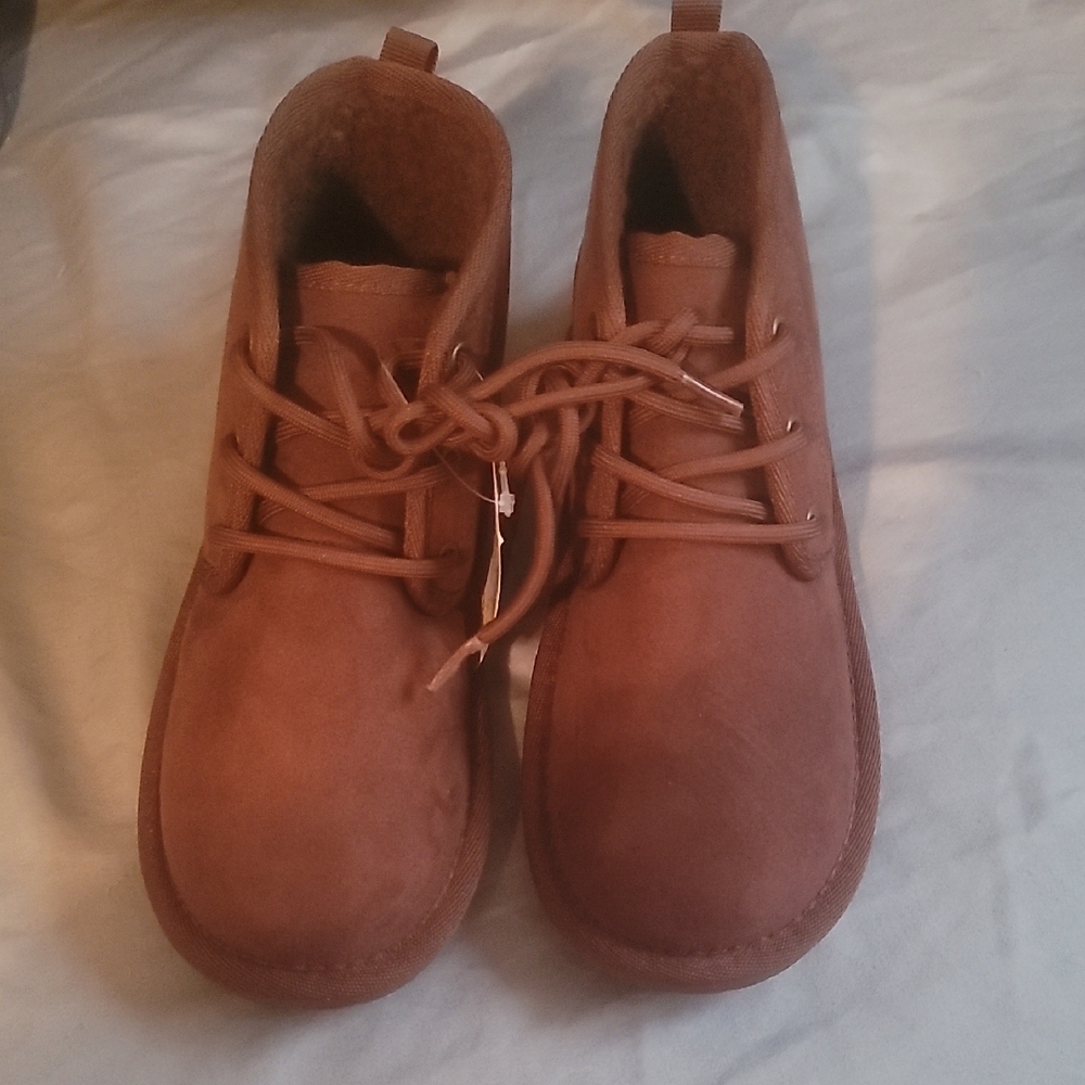 NWT Kids Brown Lace-Up Boots (Suede Like)